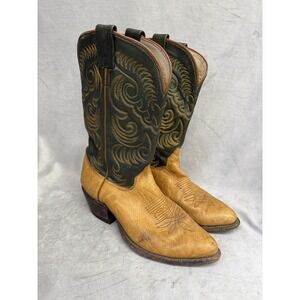 Vintage Wesbe Boot Company Boots Mens Size 10D Tan Green Western Leather USA 90s